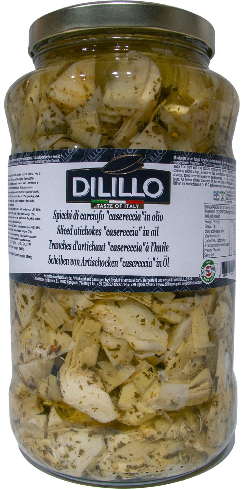 CARCIOFINI SPACCATI CONDITI OLIO GIR. BARATTOLO 2,9 KG (4 ud. x crt) "DILILLO"