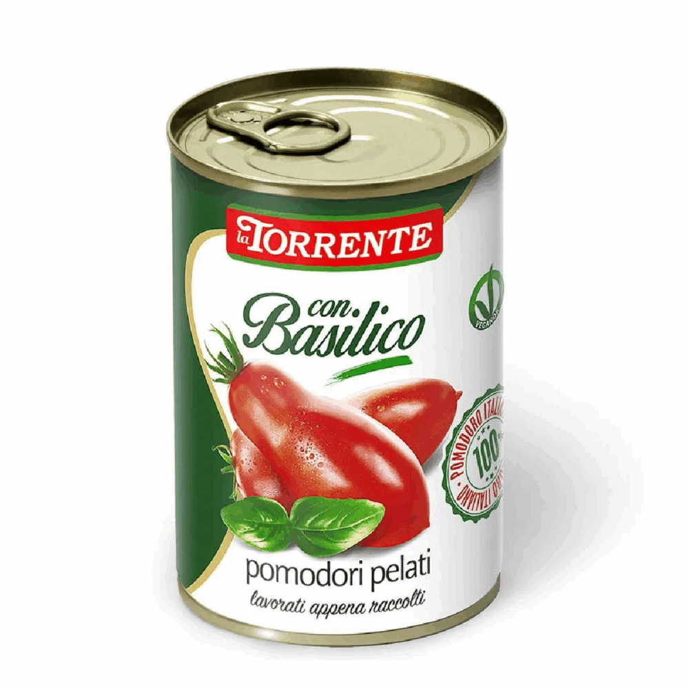 PELATI CON BASILICO 24x400g  "LA TORRENTE"